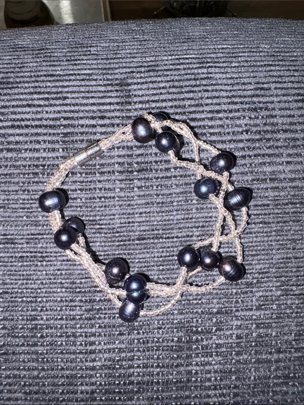 Handcrafted Multi-Strand Bracelet Womens OS Black Good Pearl Woven Cord Beaded